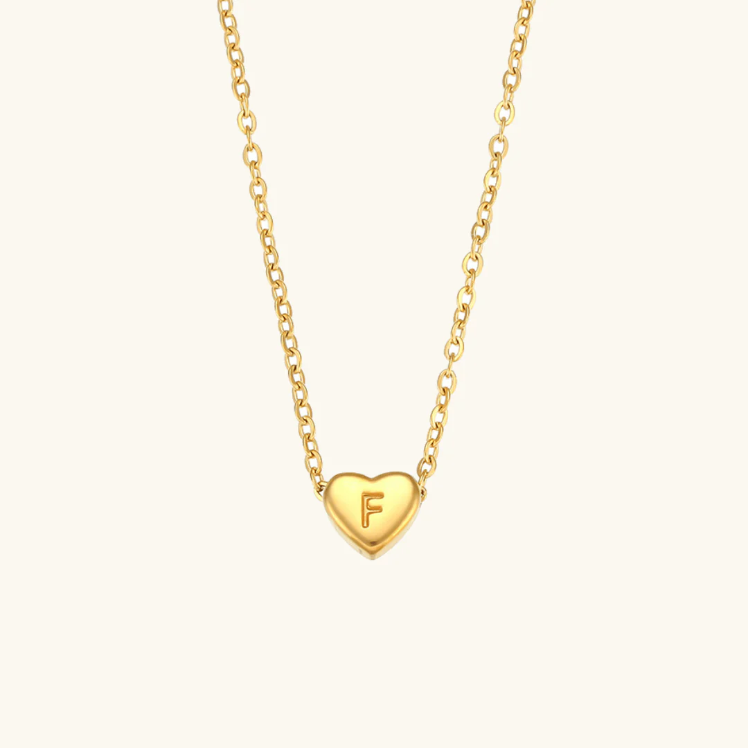 Heart Initial Gold Necklace - Image 11