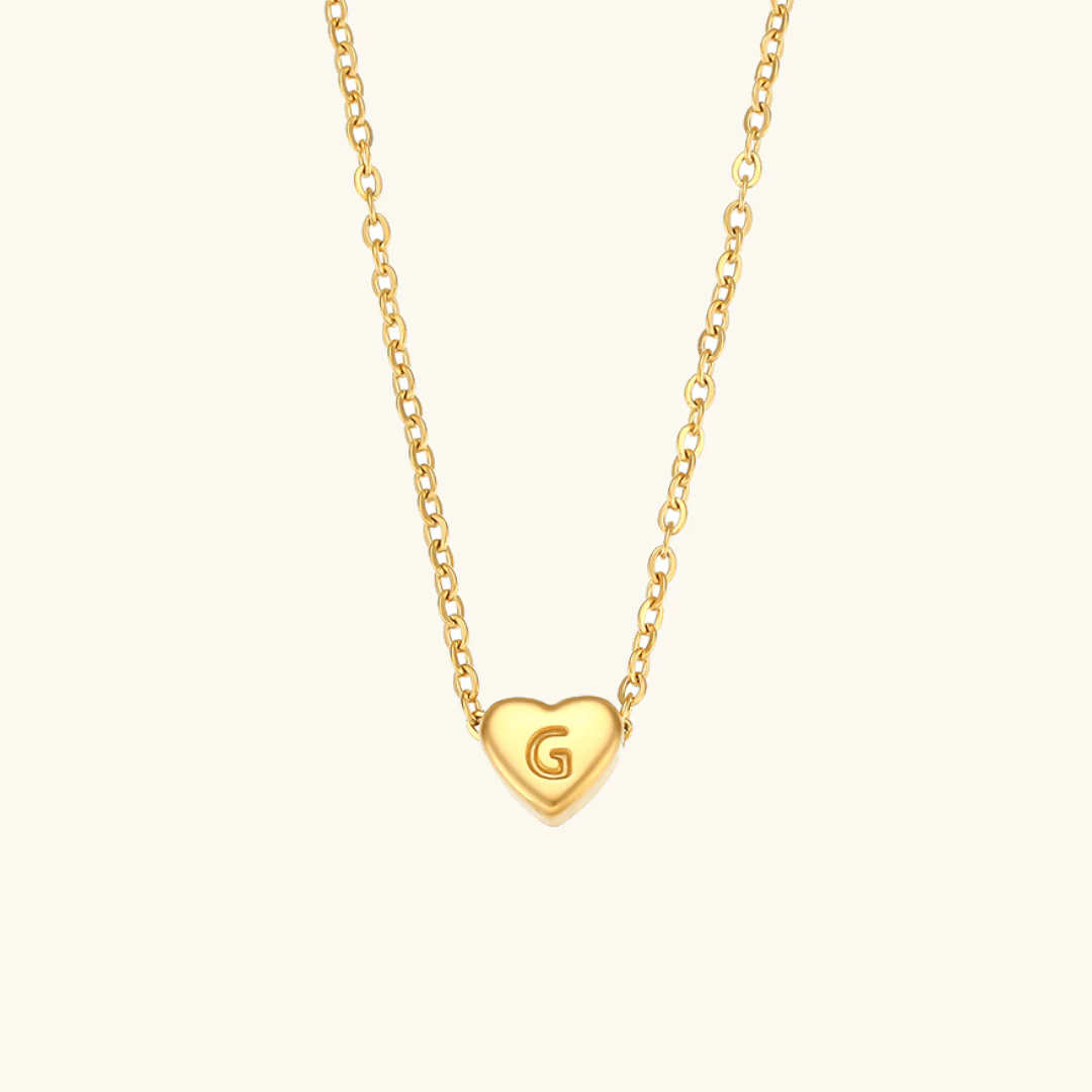 Heart Initial Gold Necklace - Image 12