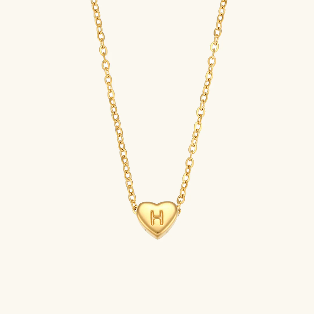 Heart Initial Gold Necklace - Image 13