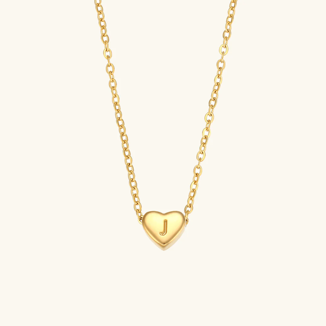 Heart Initial Gold Necklace - Image 15