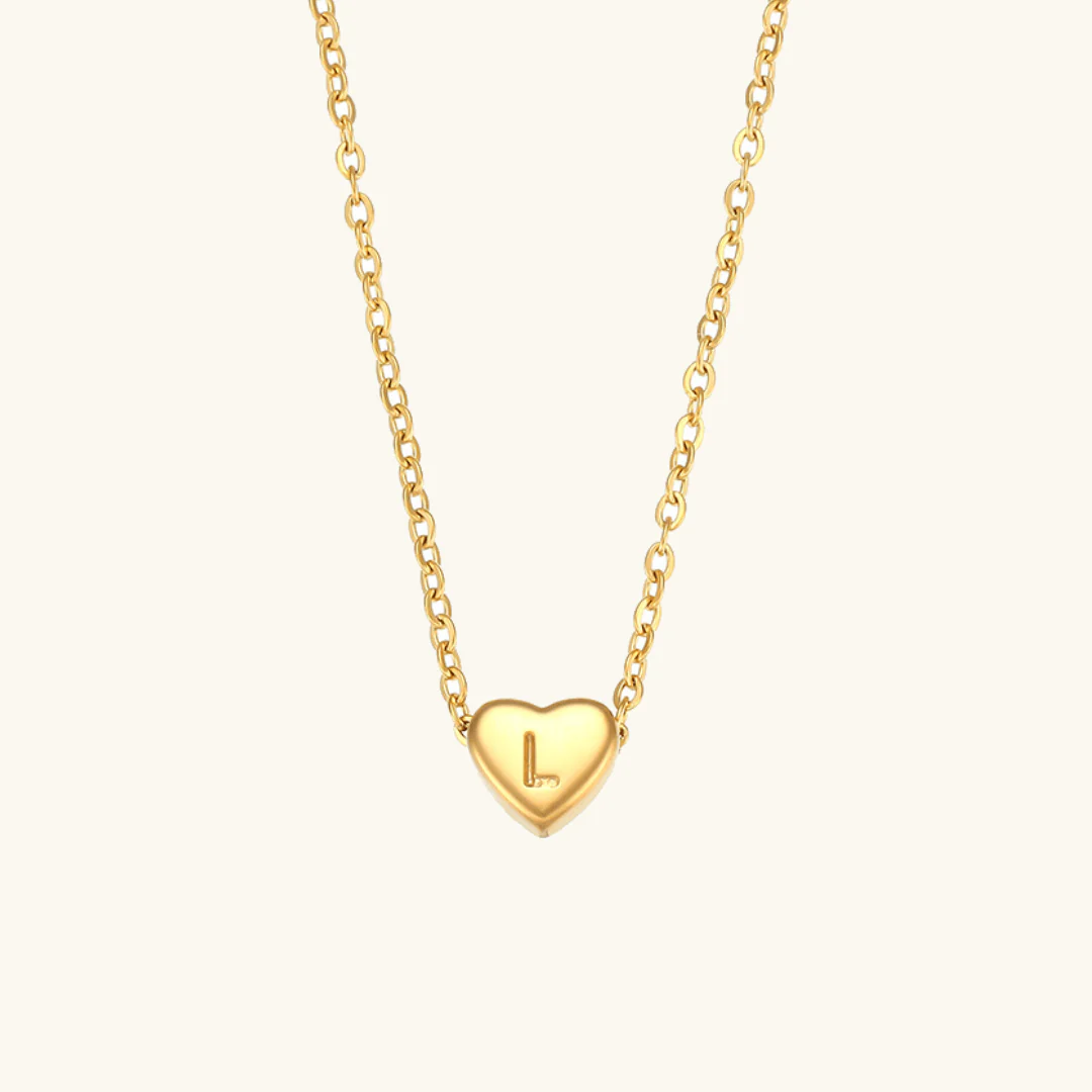 Heart Initial Gold Necklace - Image 17
