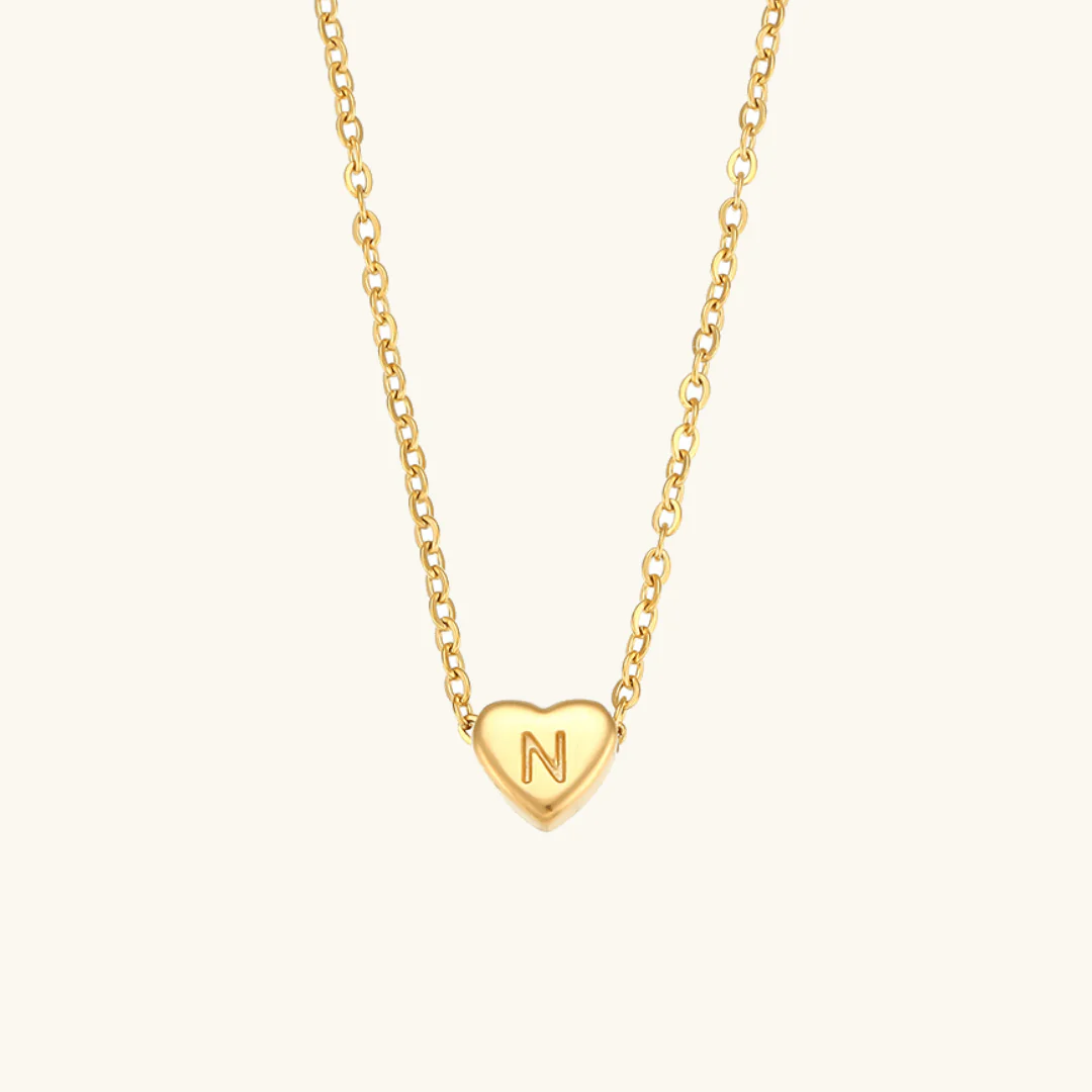 Heart Initial Gold Necklace - Image 19
