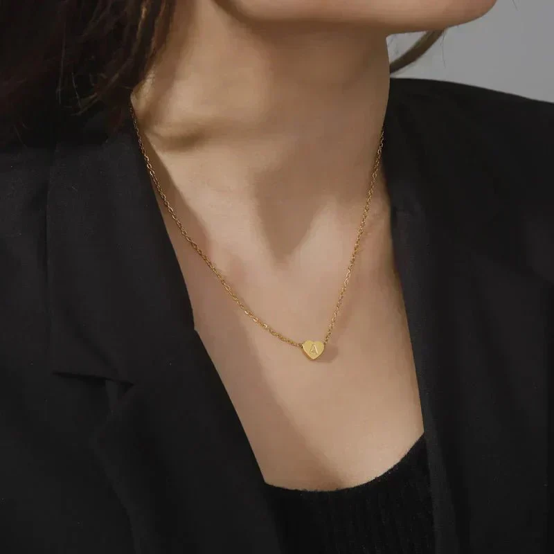 Heart Initial Gold Necklace - Image 2