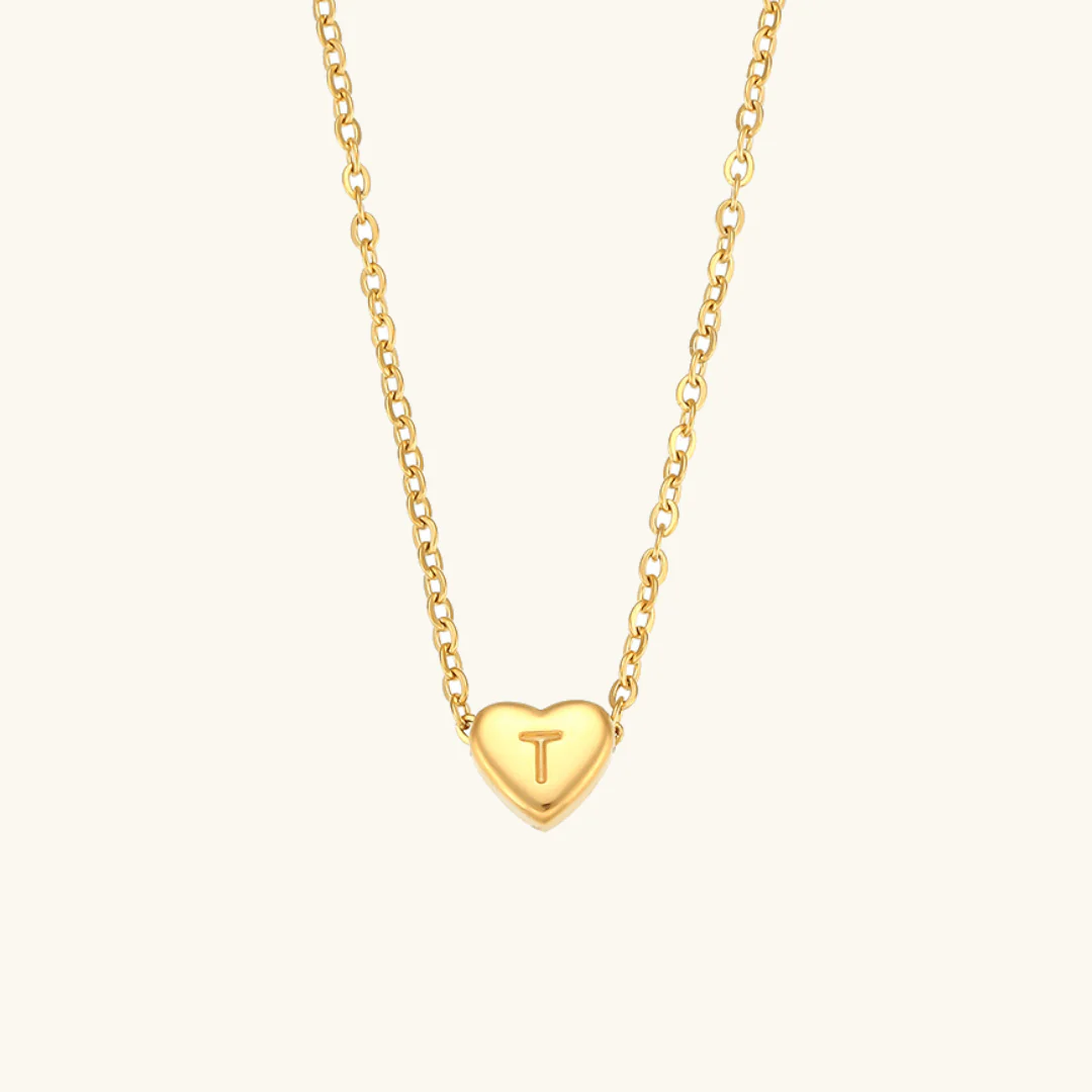 Heart Initial Gold Necklace - Image 25