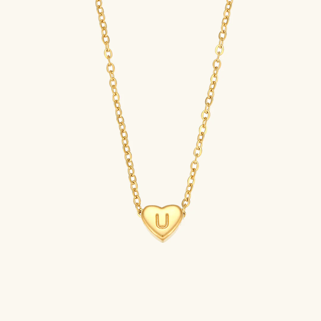 Heart Initial Gold Necklace - Image 26