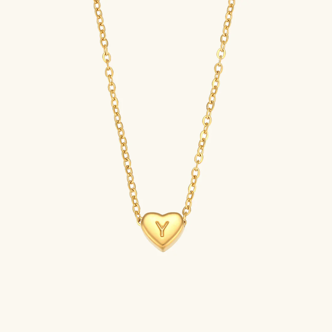 Heart Initial Gold Necklace - Image 30
