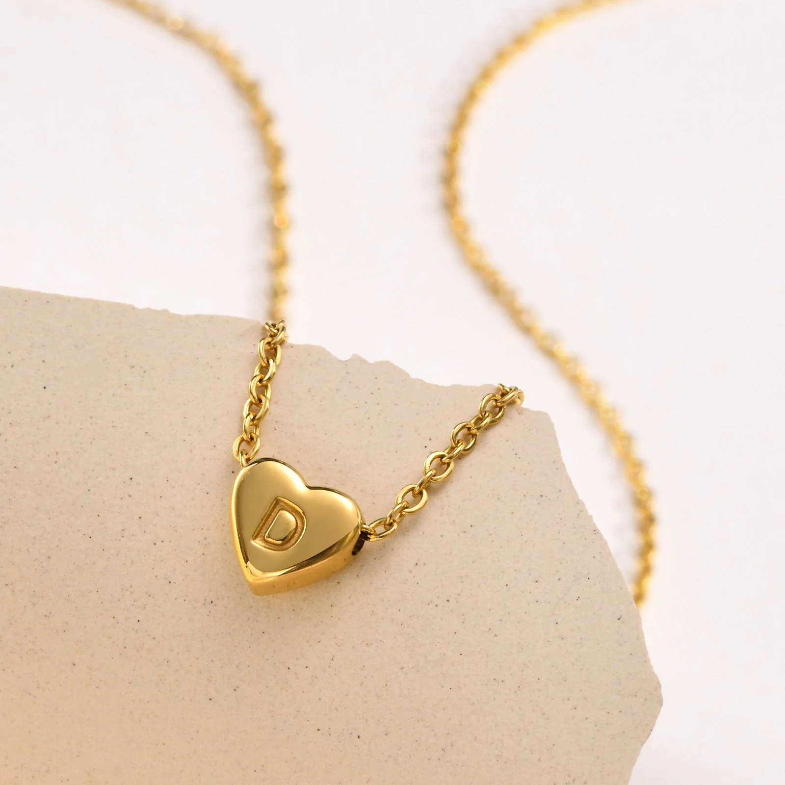 Heart Initial Gold Necklace - Image 4