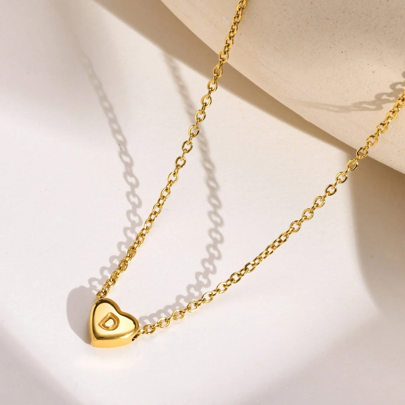 Heart Initial Gold Necklace - Image 5
