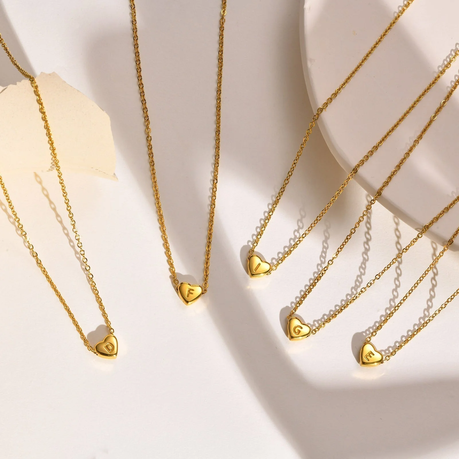 Heart Initial Gold Necklace - Image 6