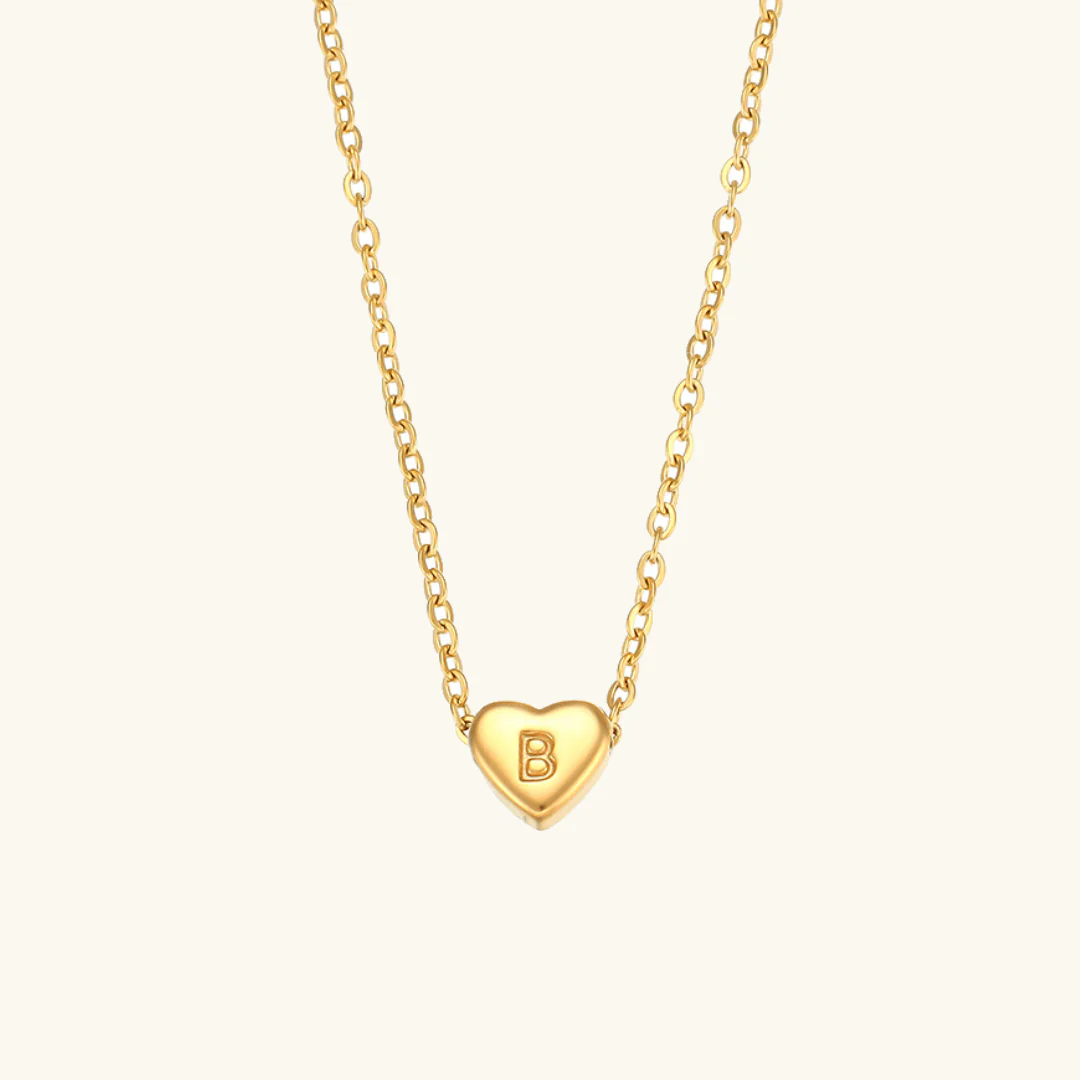 Heart Initial Gold Necklace - Image 7