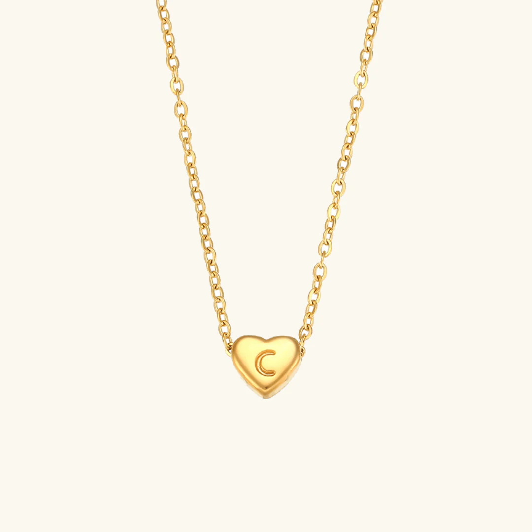 Heart Initial Gold Necklace - Image 8