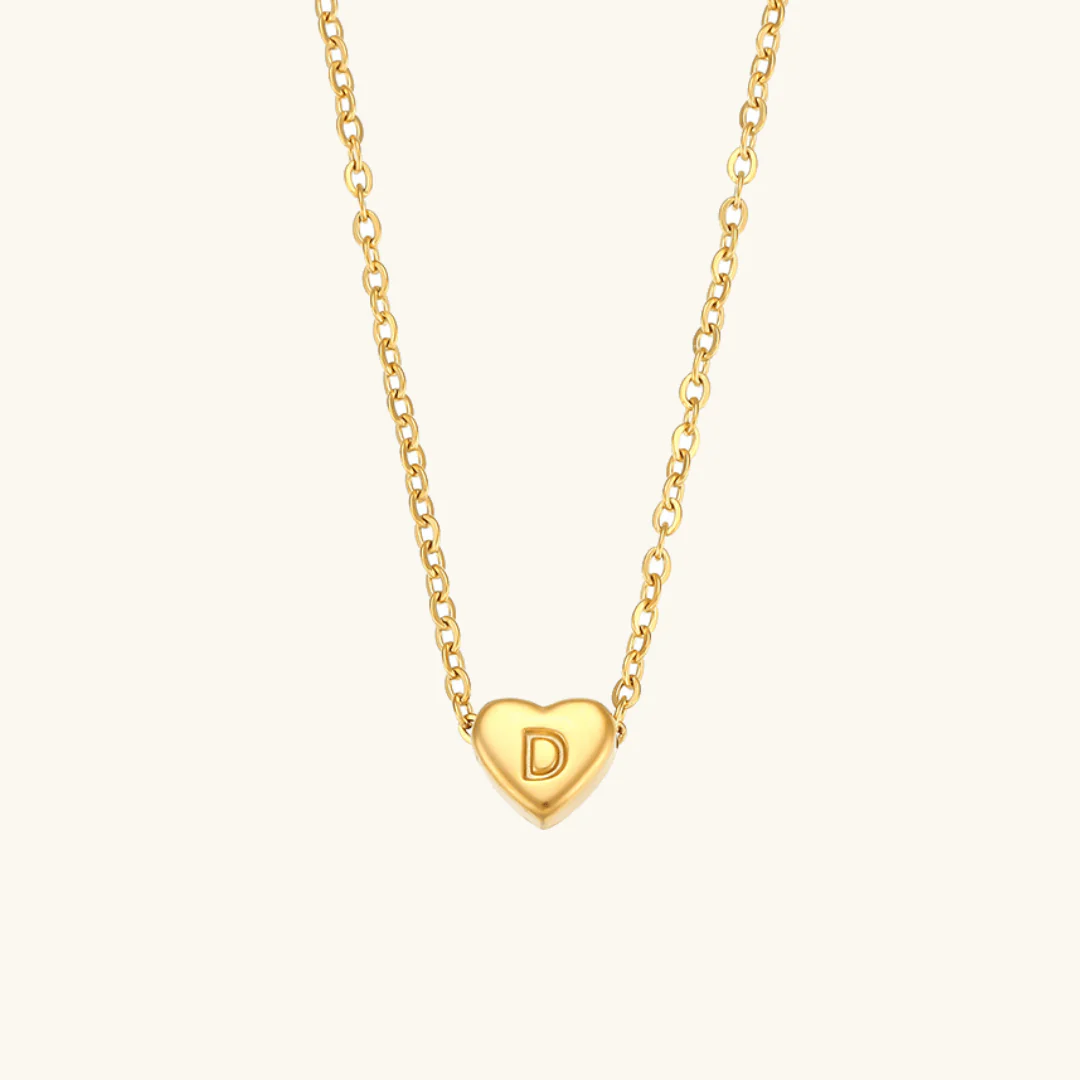 Heart Initial Gold Necklace - Image 9