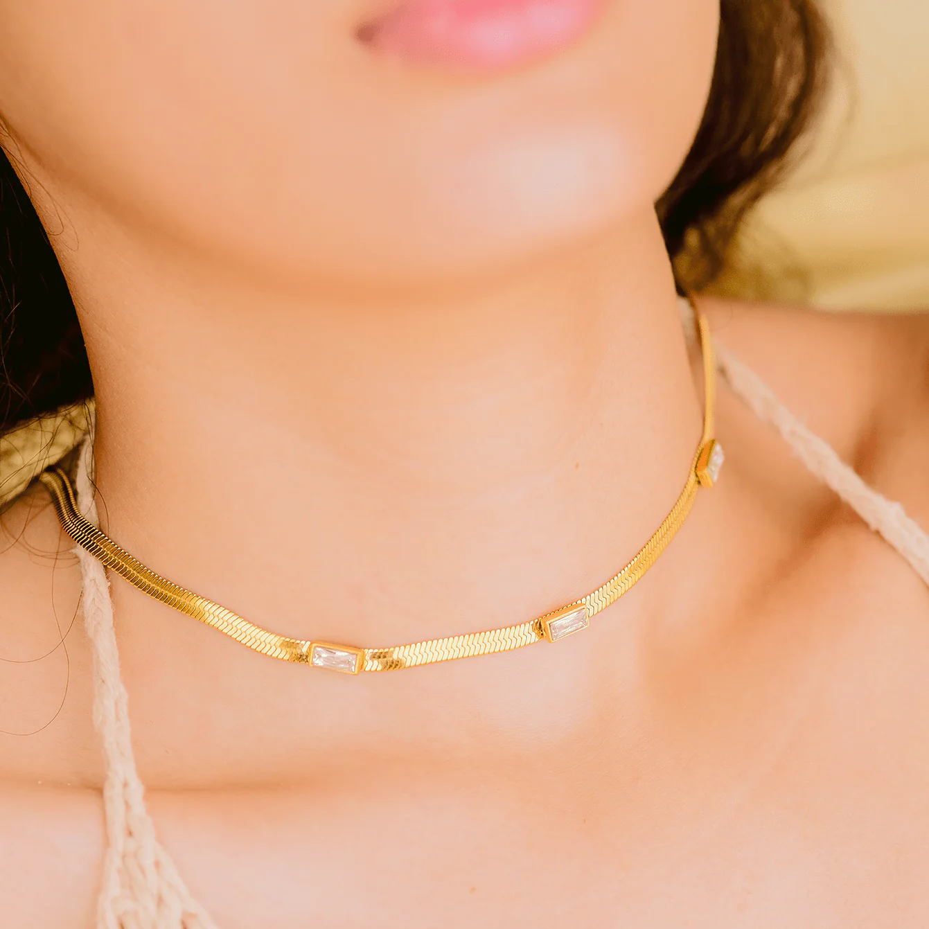 Eve Herringbone Gold Necklace - Image 4