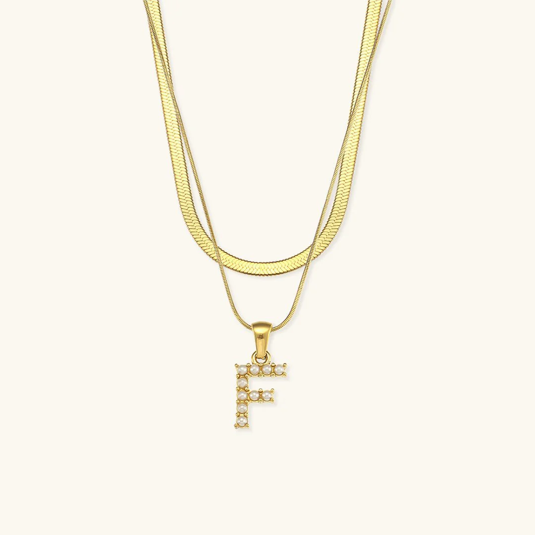 Fiona Layered Gold Initial Letter Necklace - Image 11