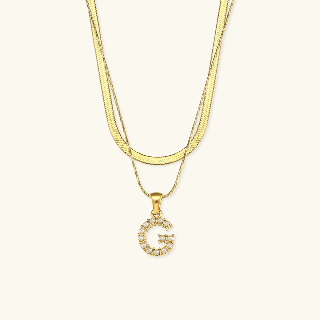 Fiona Layered Gold Initial Letter Necklace - Image 12
