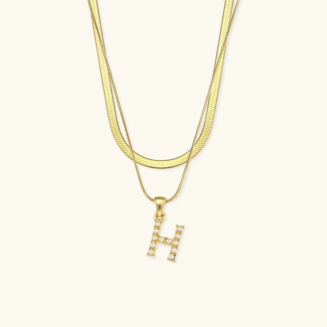 Fiona Layered Gold Initial Letter Necklace - Image 13