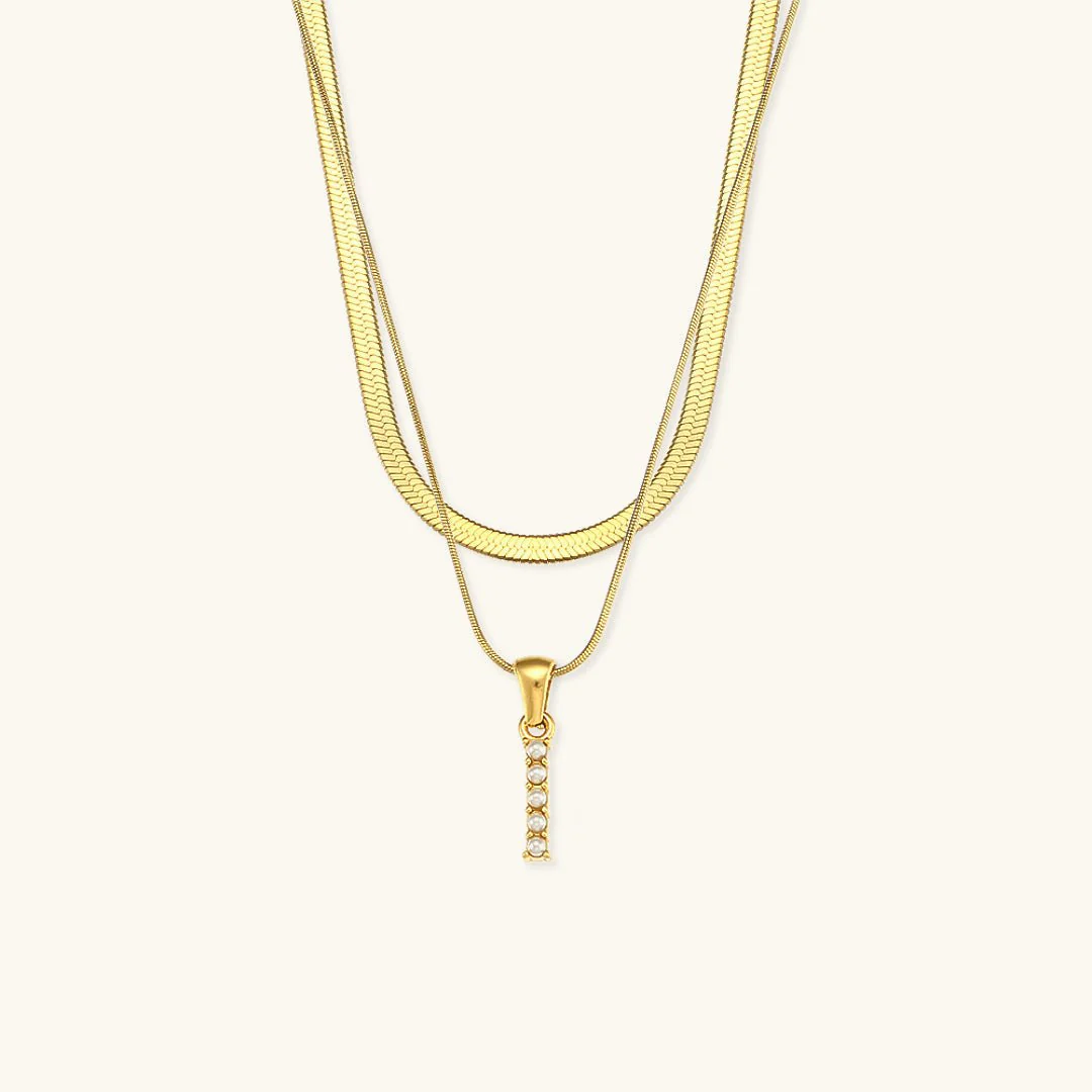 Fiona Layered Gold Initial Letter Necklace - Image 14