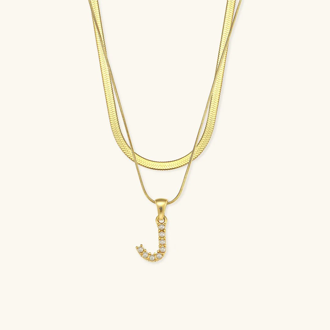 Fiona Layered Gold Initial Letter Necklace - Image 15
