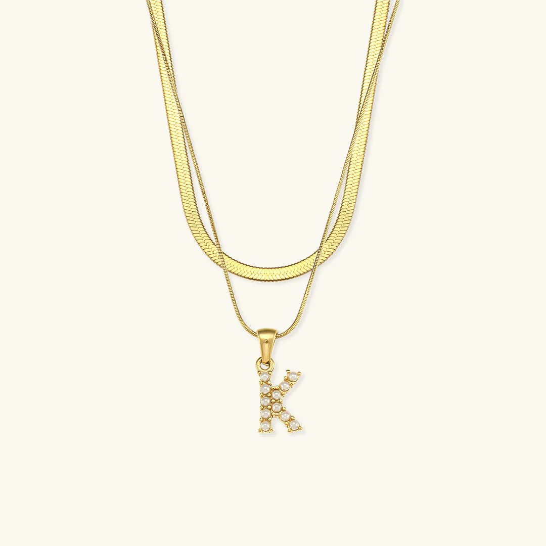 Fiona Layered Gold Initial Letter Necklace - Image 16