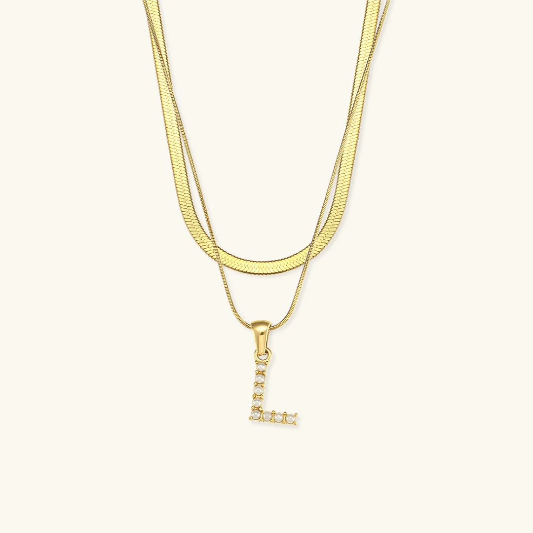 Fiona Layered Gold Initial Letter Necklace - Image 17