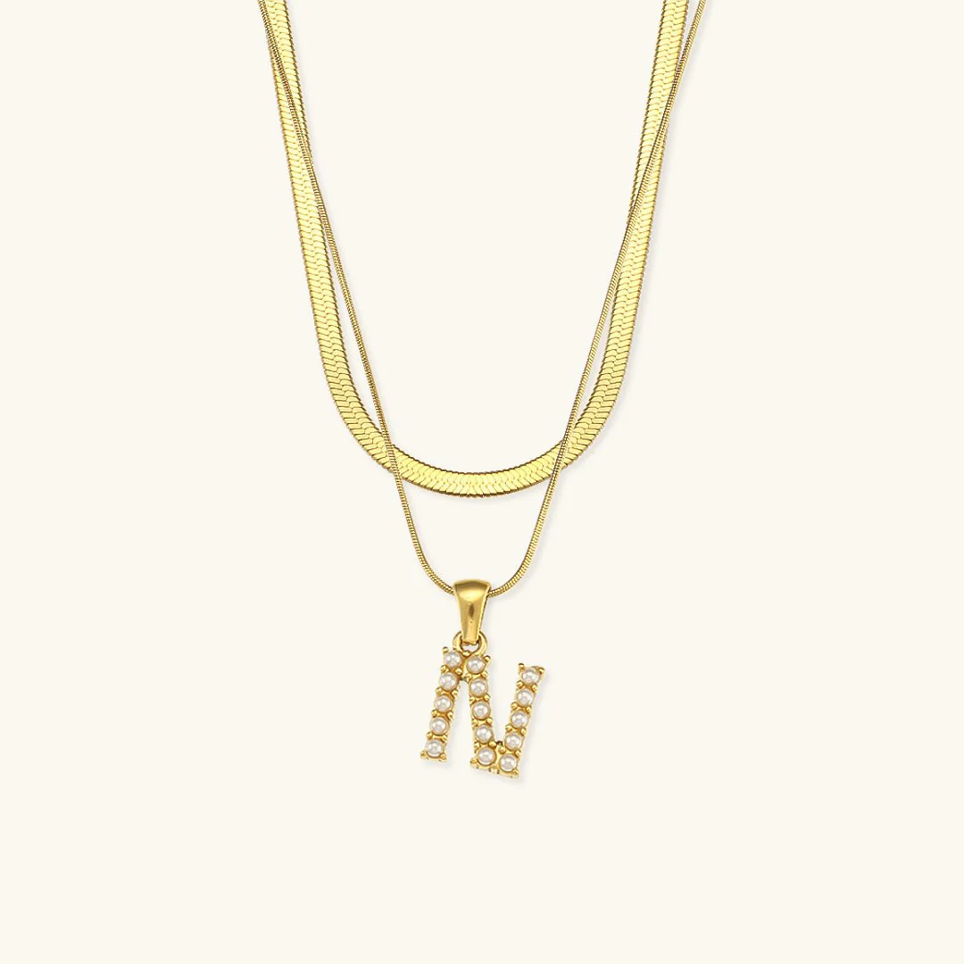 Fiona Layered Gold Initial Letter Necklace - Image 19