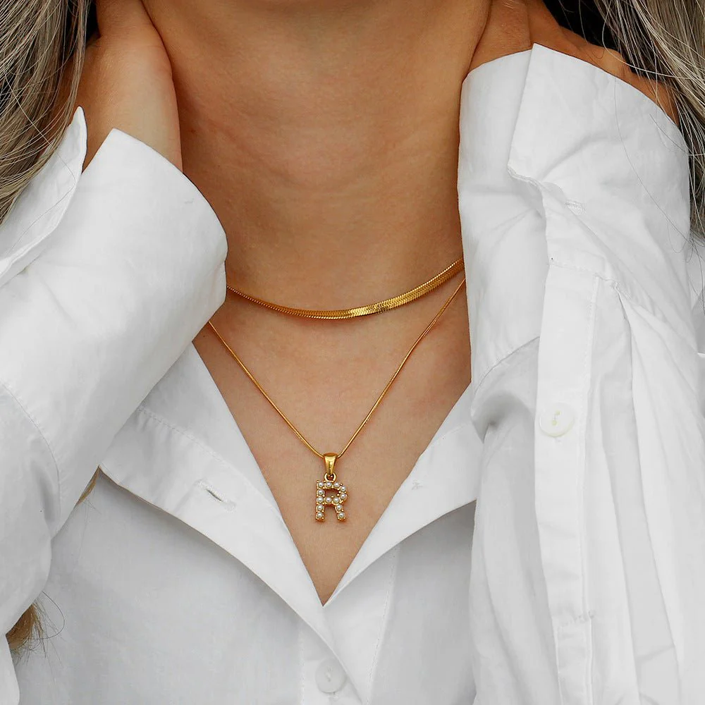 Fiona Layered Gold Initial Letter Necklace - Image 2
