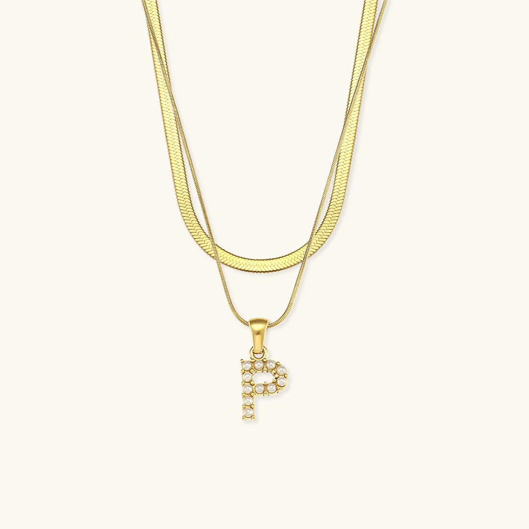 Fiona Layered Gold Initial Letter Necklace - Image 21