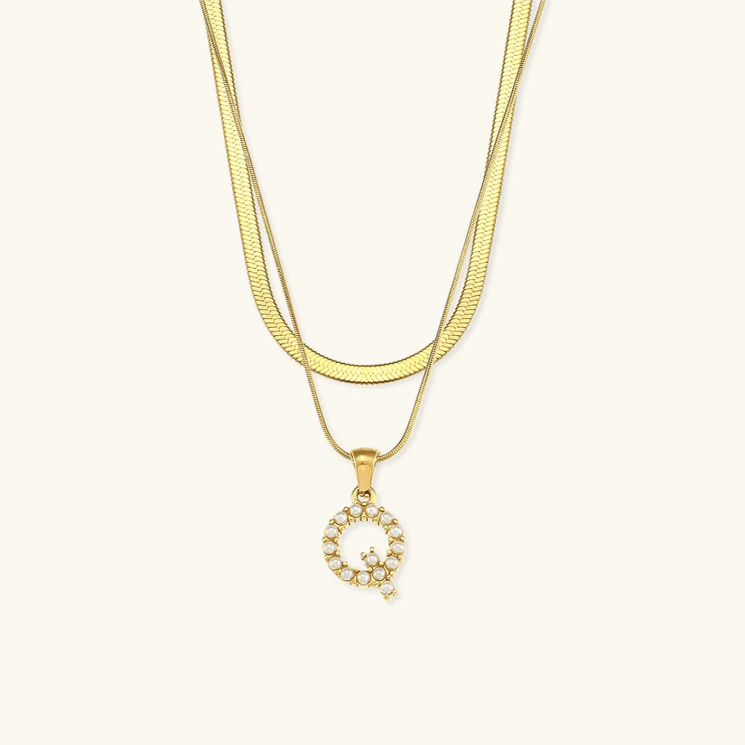 Fiona Layered Gold Initial Letter Necklace - Image 22