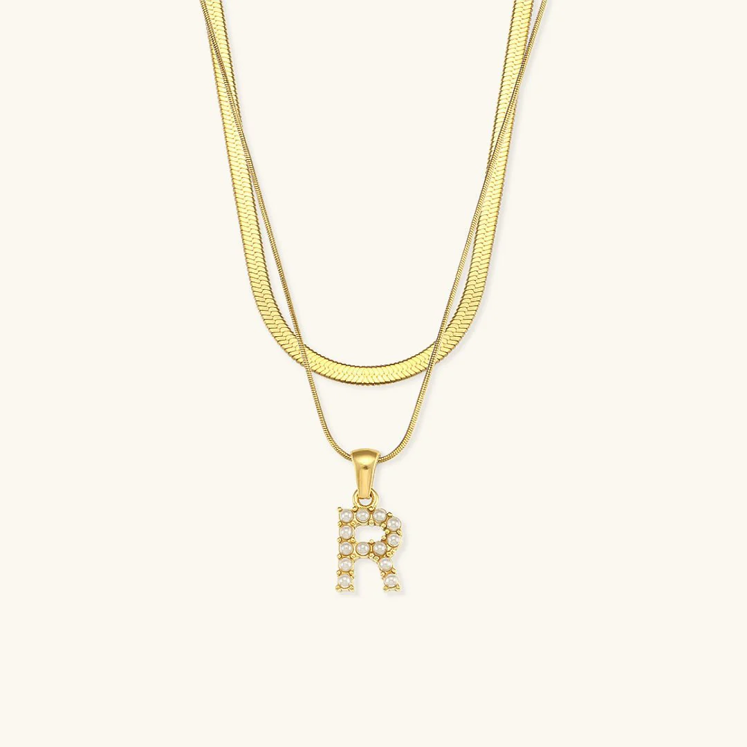 Fiona Layered Gold Initial Letter Necklace - Image 23