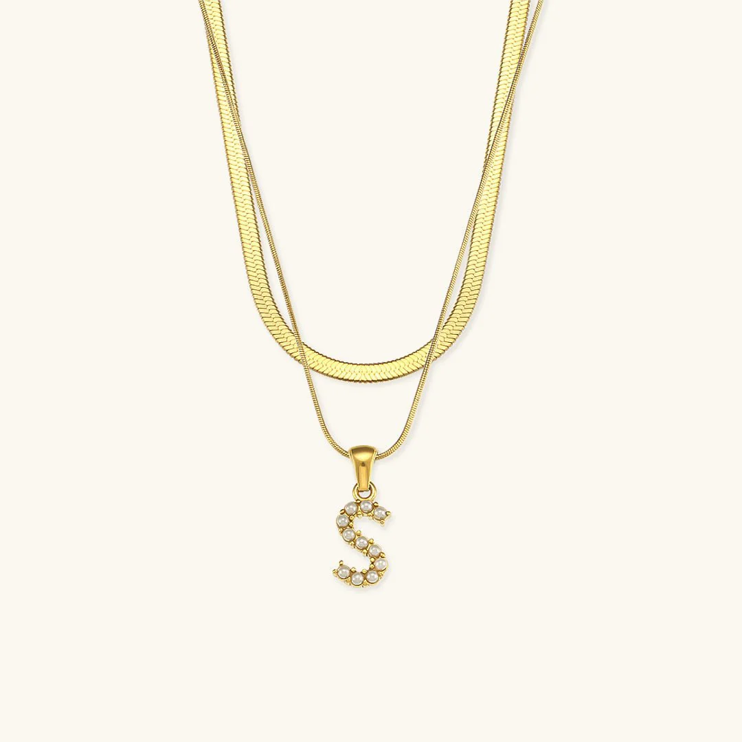 Fiona Layered Gold Initial Letter Necklace - Image 24
