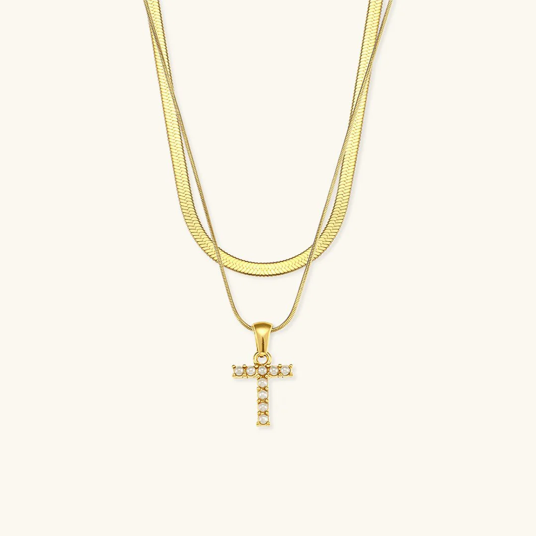 Fiona Layered Gold Initial Letter Necklace - Image 25