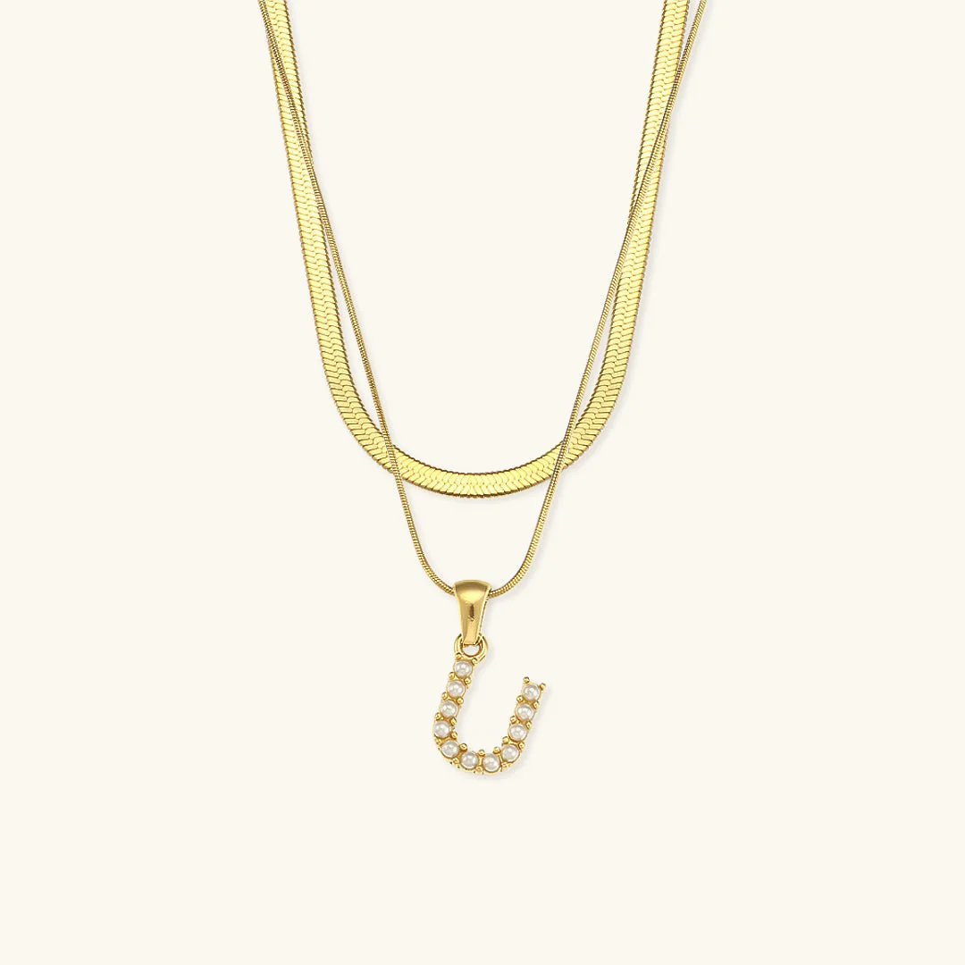 Fiona Layered Gold Initial Letter Necklace - Image 26