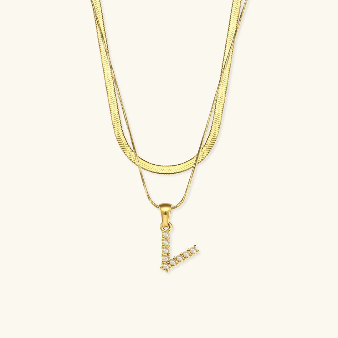 Fiona Layered Gold Initial Letter Necklace - Image 27