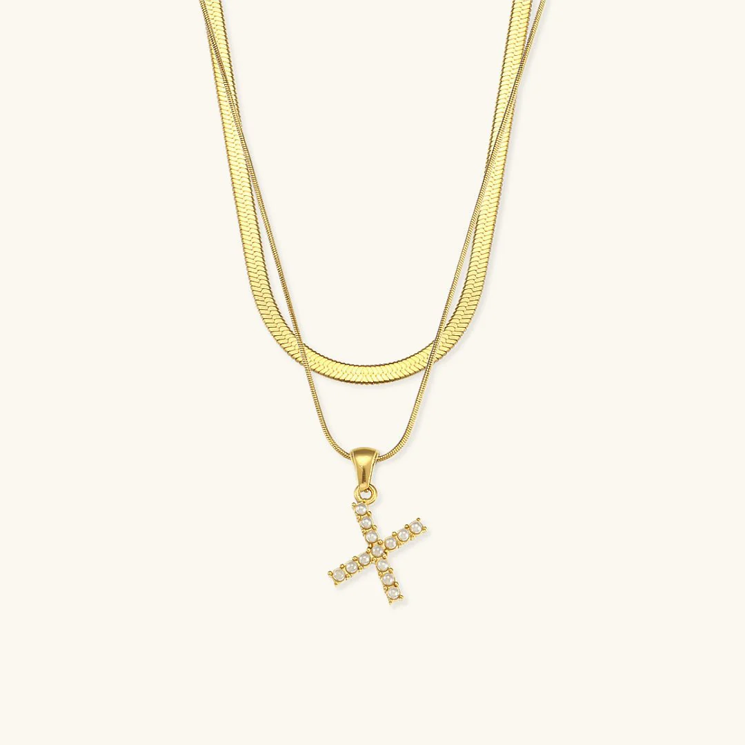 Fiona Layered Gold Initial Letter Necklace - Image 29