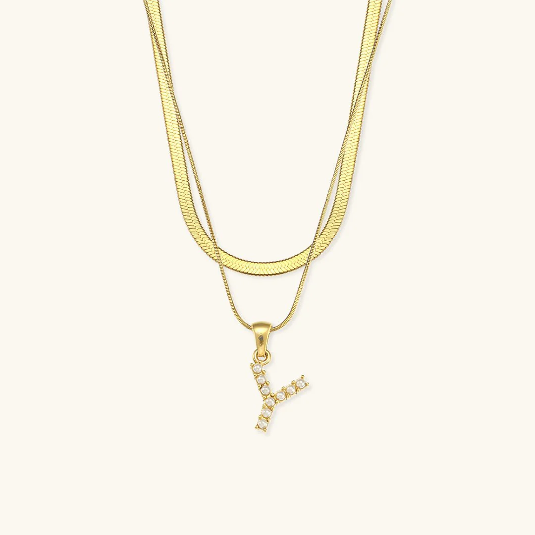 Fiona Layered Gold Initial Letter Necklace - Image 30