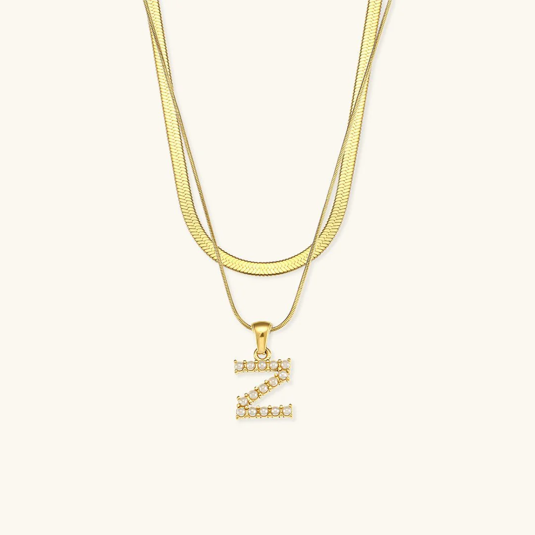 Fiona Layered Gold Initial Letter Necklace - Image 31