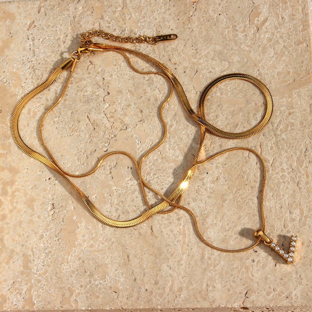 Fiona Layered Gold Initial Letter Necklace - Image 5