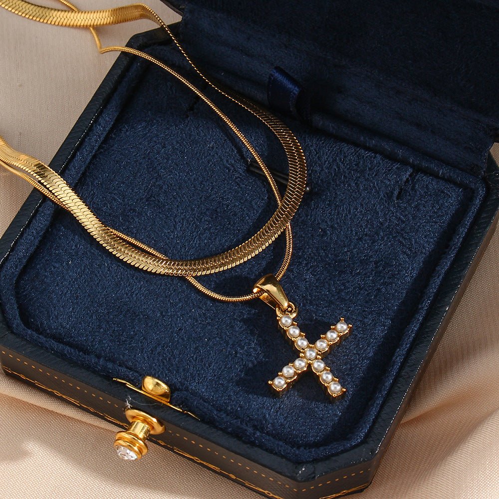 Fiona Layered Gold Initial Letter Necklace - Image 6