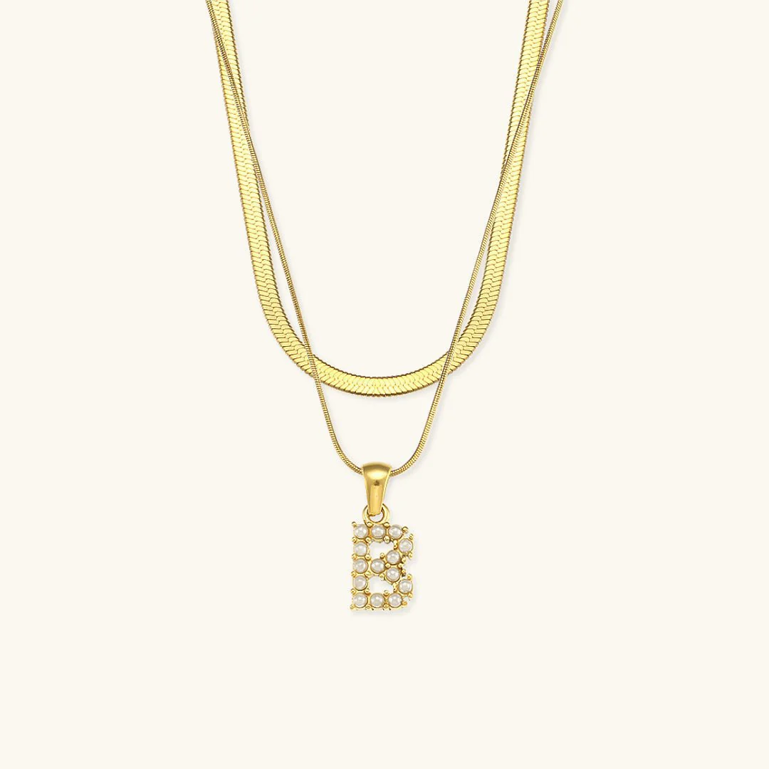 Fiona Layered Gold Initial Letter Necklace - Image 7