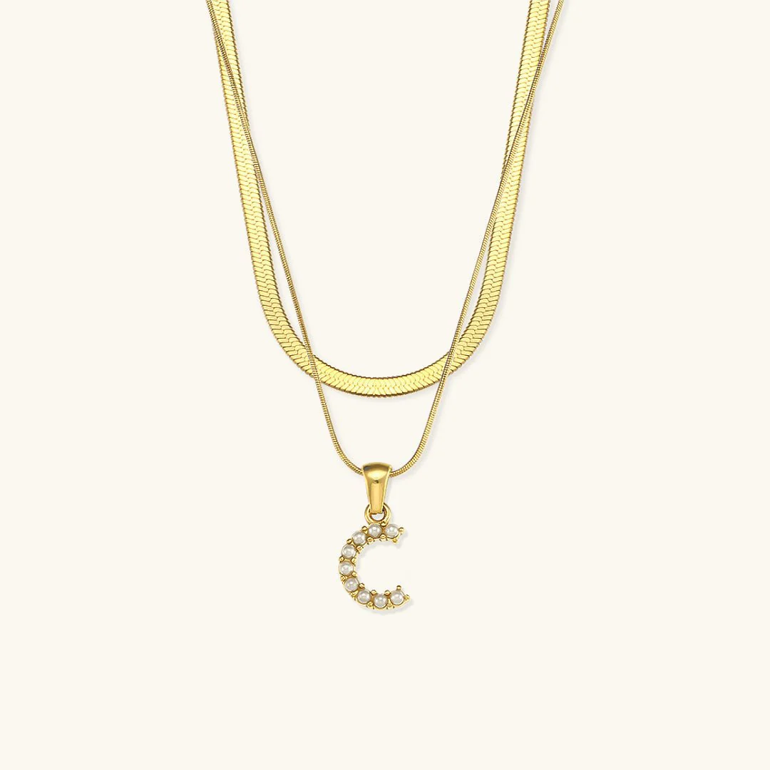 Fiona Layered Gold Initial Letter Necklace - Image 8