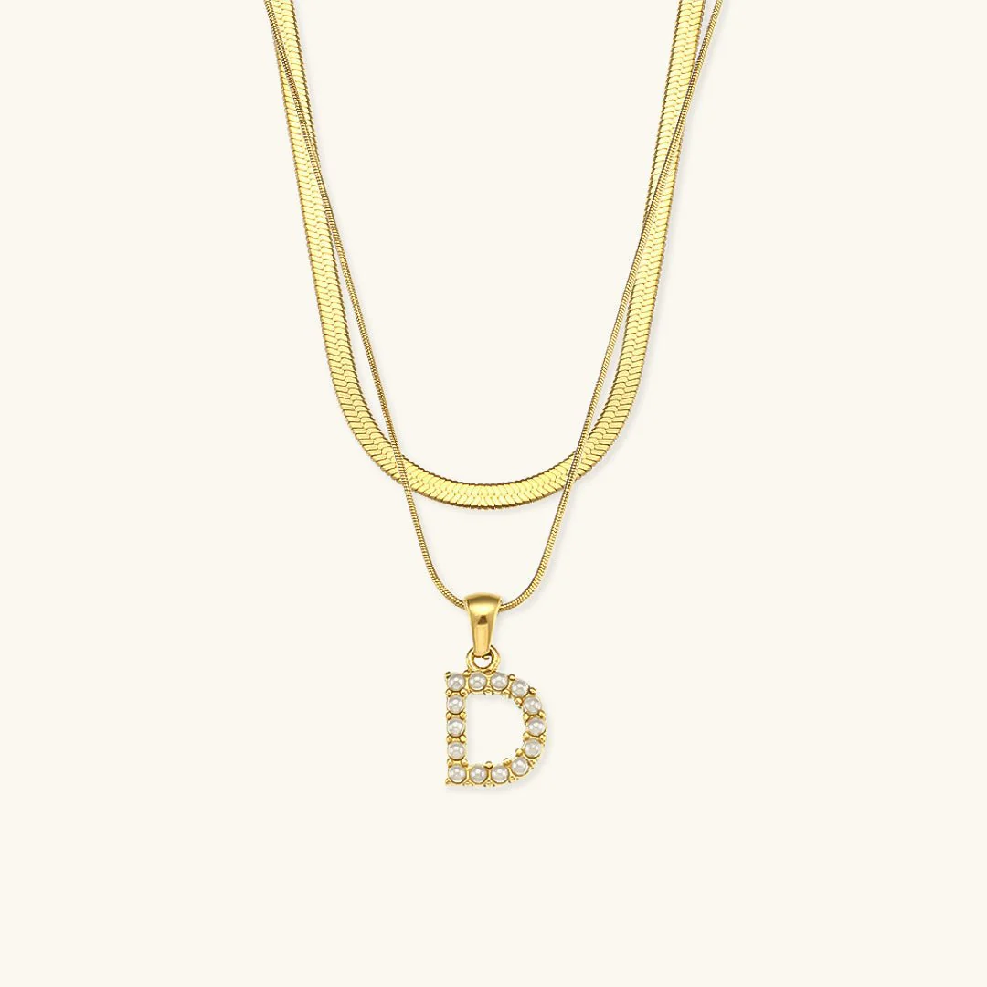 Fiona Layered Gold Initial Letter Necklace - Image 9