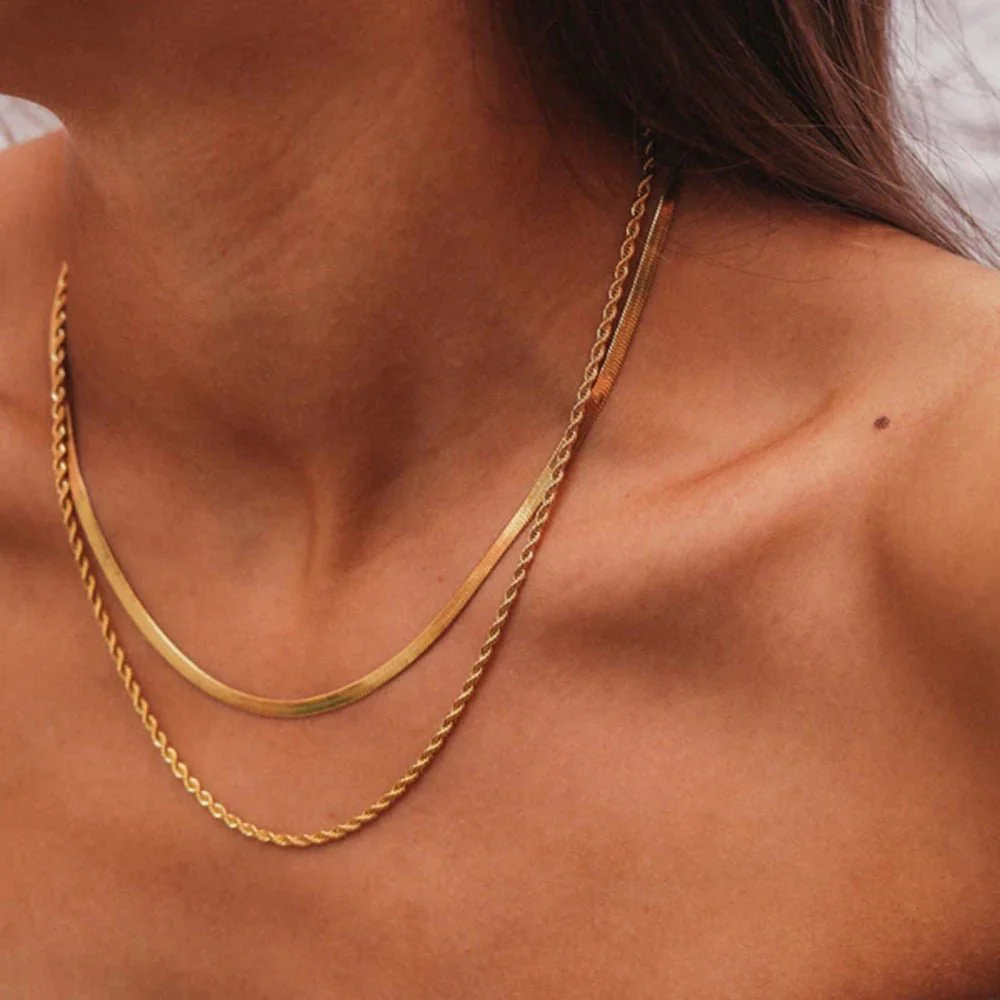 Hailey Layered Gold Chain Necklace - Image 2