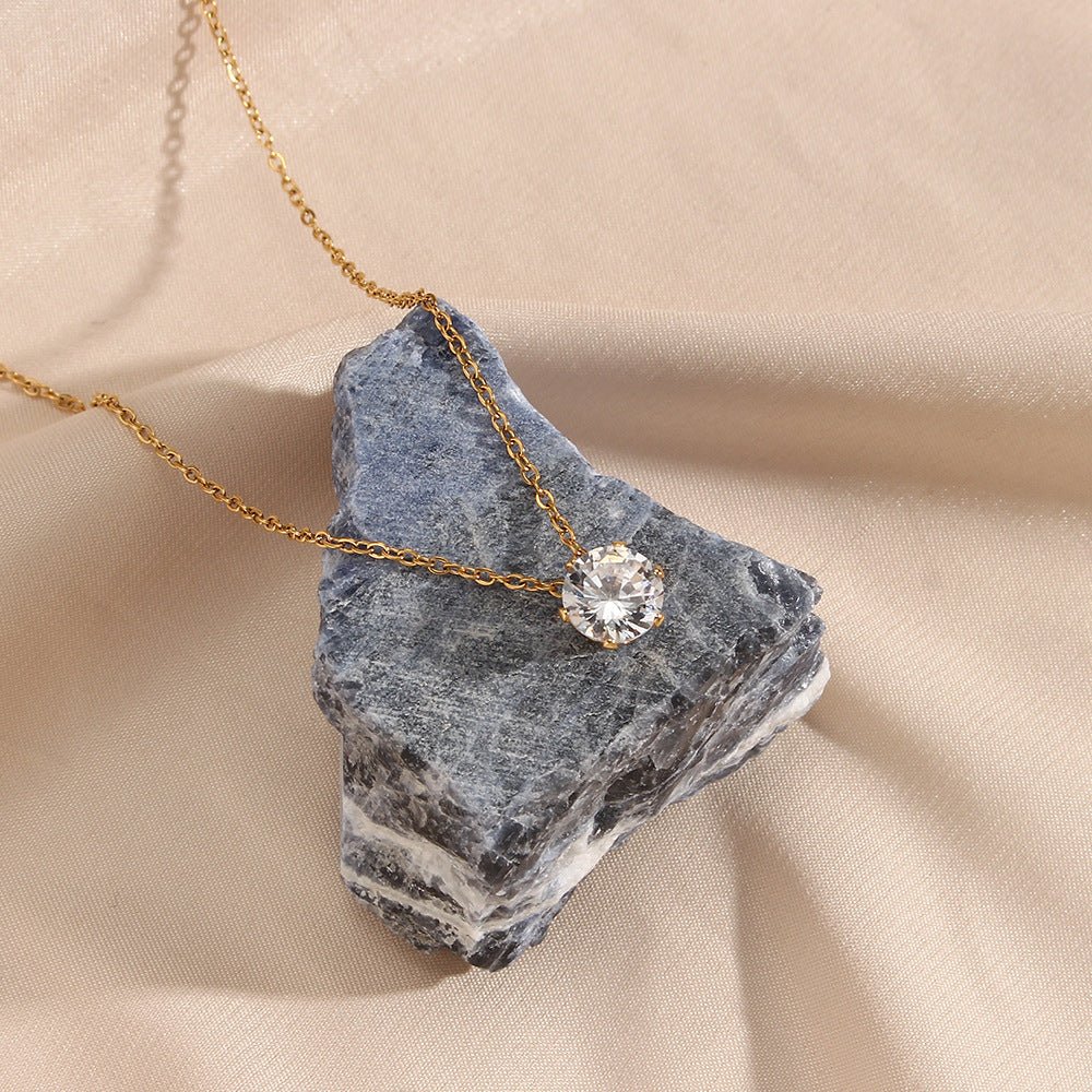 Kyla Solitaire Gold Necklace - Image 5