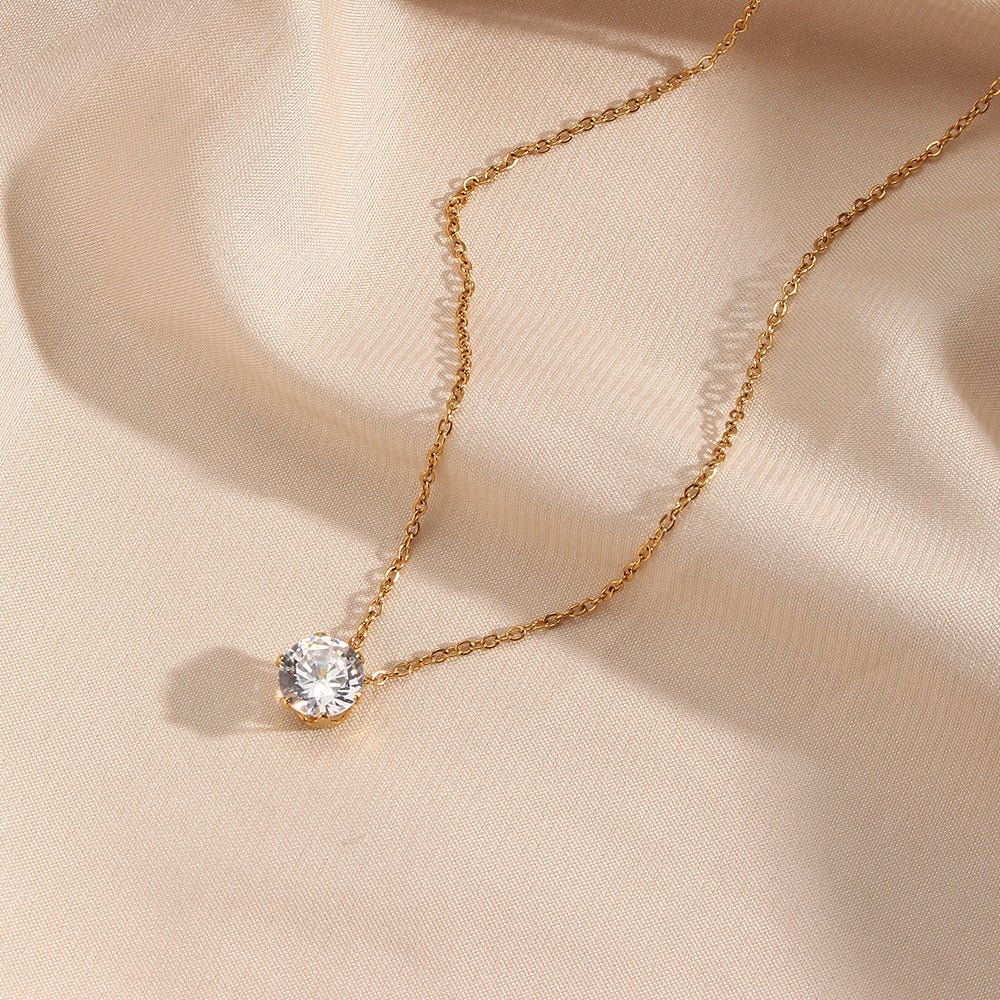 Kyla Solitaire Gold Necklace - Image 6