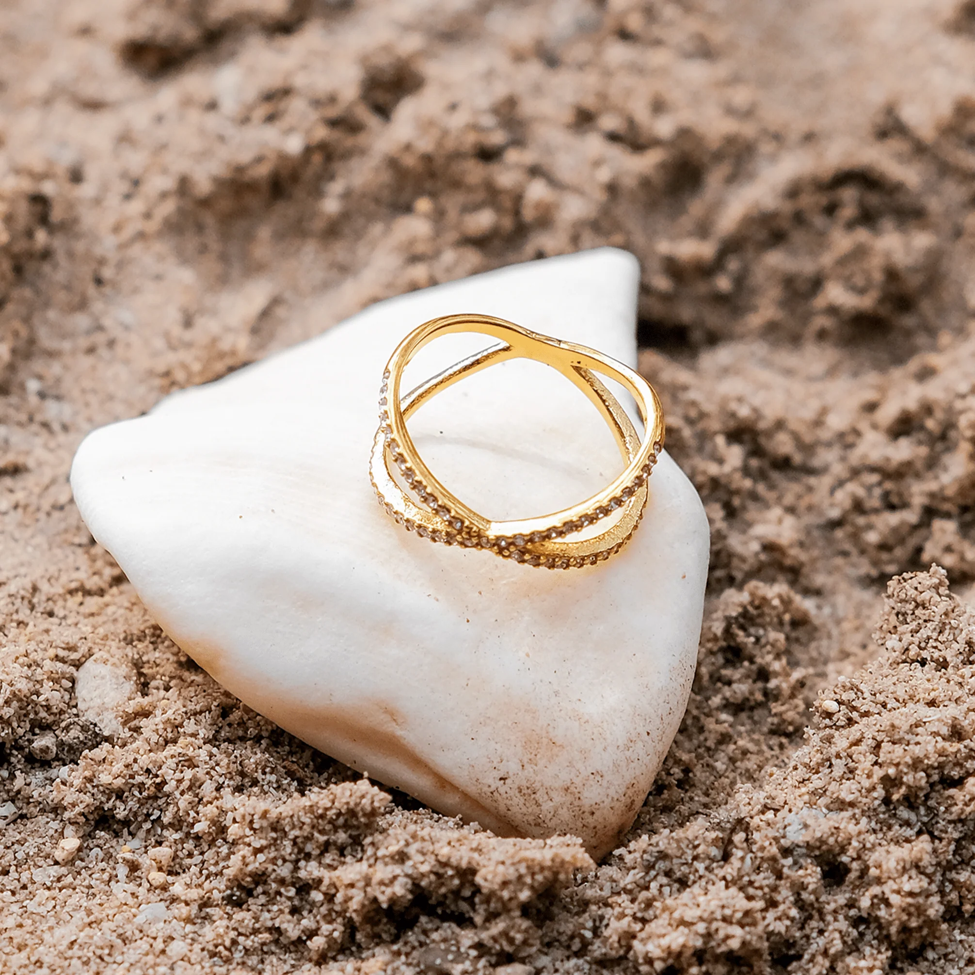 Nia Gold Diamond Cross Ring - Image 4