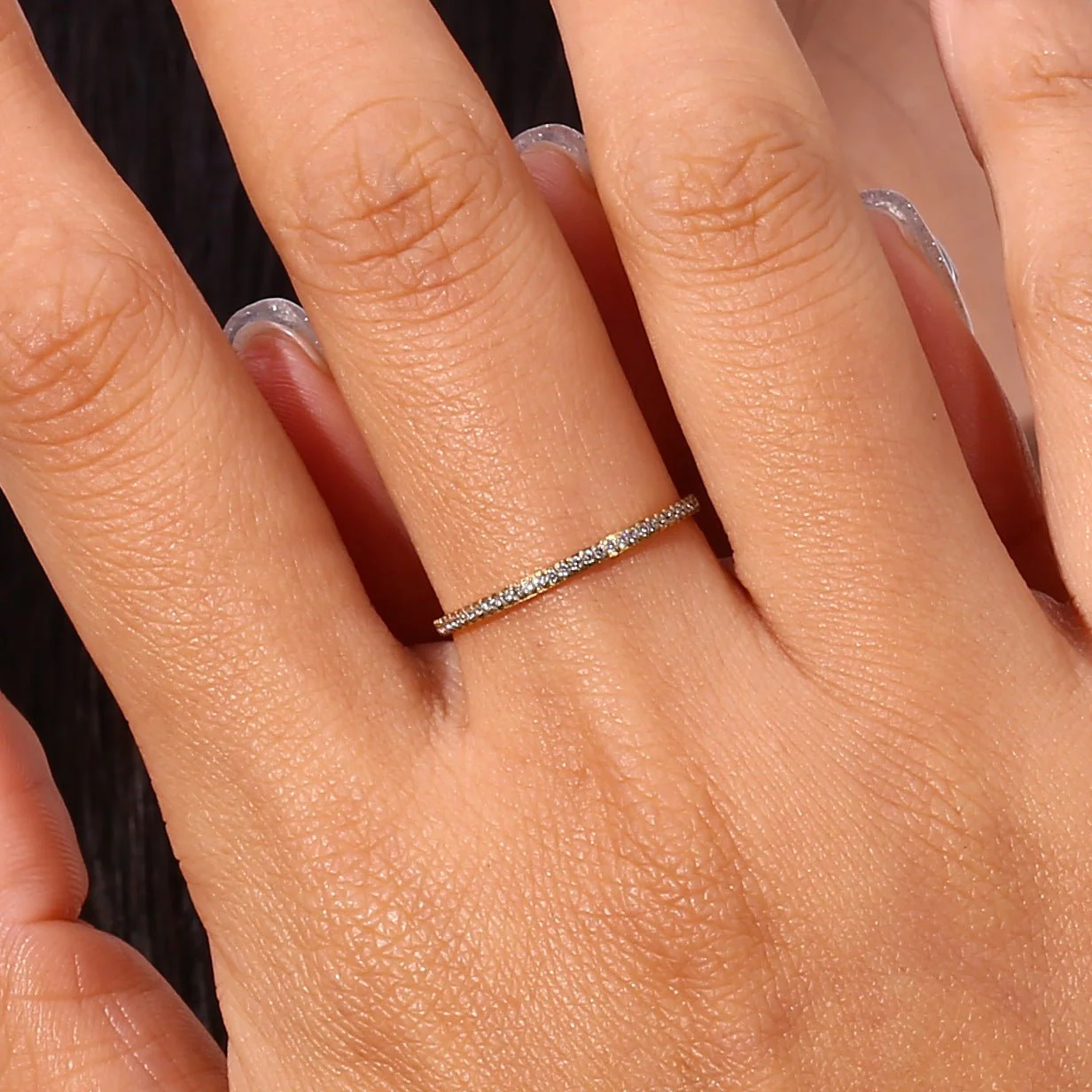Zarra Paved Gold Ring - Image 6